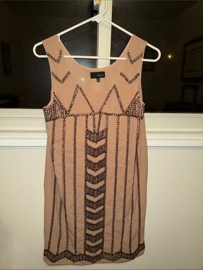 Fable Blush Pink Beaded Sleeveless Midi Dress